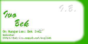 ivo bek business card